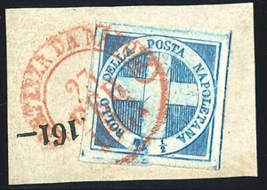 1860 ASI Napoli 1/2 t. crocetta conannullo rosso su frammento spl - Imagen 1 de 3