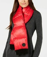 DKNY Donna Karan Soft Ribbed Chic Plump Quilted Puffer Scarf Red & Black