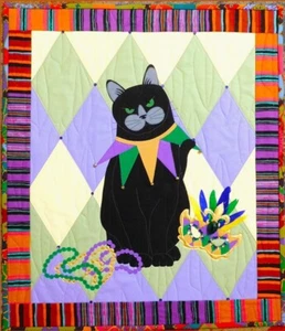 Feline Drive Stoff MARDI GRAS Katze Wanddecke Problem & Boo Designs NUR MUSTER - Bild 1 von 8