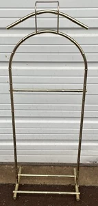 Vintage Gold Metal Faux Bamboo Valet Butler Stand Hollywood Regency Suit Rack - Picture 1 of 6