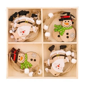 12Pcs Christmas Decorations - Rustic Wooden Hanging Tree Ornaments 6 x 5cm - Bild 1 von 6