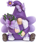 Lavender Gnomes Decor, Spring Resin Garden Gnome Decorations for Home Indoor/Out