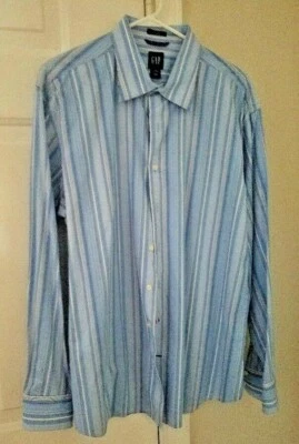 Camisa de vestir para hombre GAP azul/blanco manga XL con botones ajustada premium Foto 1 de 4