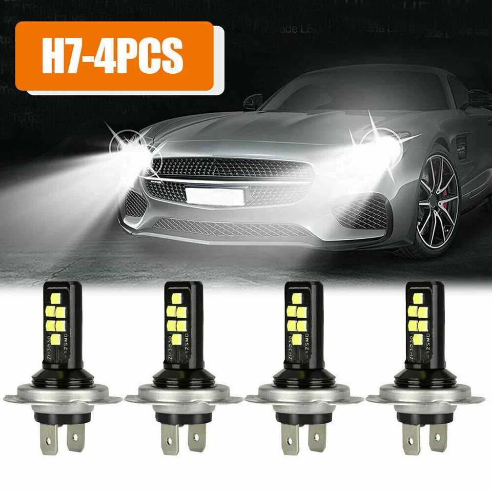 H7 LED Light Car Headlight Lamp Bulb High Low Beam 240W 6000K Kit Lamp Universal - Image 1 of 4