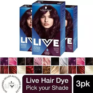 3pk Schwarzkopf Live Intense Colour Permanent or Semi-Permanent Hair Dye - Picture 1 of 166