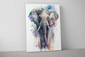 Cute Elephant Canvas Print - Jungle Safari Nursery Theme - Animal Wall Decor V10 - Picture 1 of 13