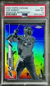 2020 Topps Chrome #60 NEGATIVE REFRACTOR SP Luis Robert Rookie RC PSA 10 Gem Mt - Picture 1 of 4