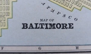 Vintage 1895 BALTIMORE MARYLAND Map 14"x11" ~ Old Antique Original JONESTOWN - Picture 1 of 15