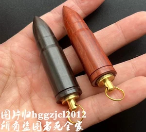 Ebony Wood Rosewood Carved Snuff Bottle Bullet Box Type Pendant Charm Decor - Picture 1 of 8