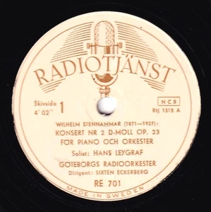 Leygraf; Eckerberg. Stenhammar (Piano concerto). Radiotjänst RE 701-4 (4). NM(-) - Picture 1 of 1
