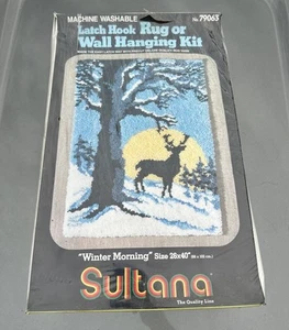 SULTANA Latch Hook Rug Wall Hanging Kit 70s Winter Morning 79063 Big 26x40" NOS - Picture 1 of 5