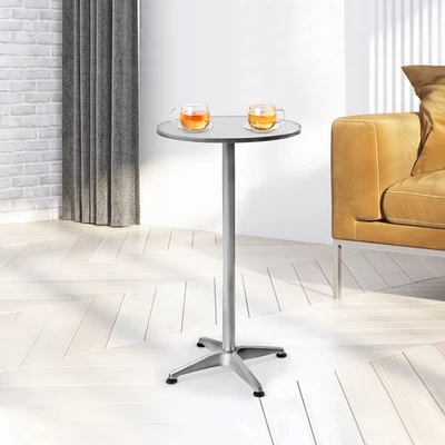 Round Aluminum Indoor Outdoor Table With Base Bar Bar Height Dining Table - Image 1 of 4