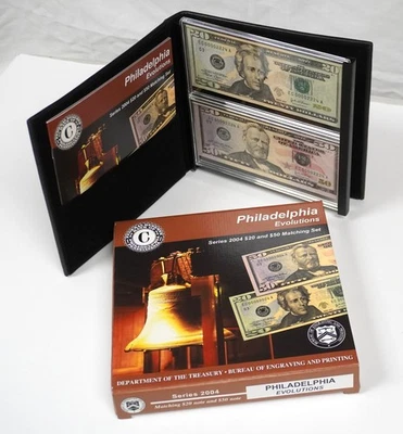 SERIES 2004 PHILADELPHIA EVOLUTIONS SET, MATCHING $20 & $50 SERIAL NUMBERS - Image 1 of 4