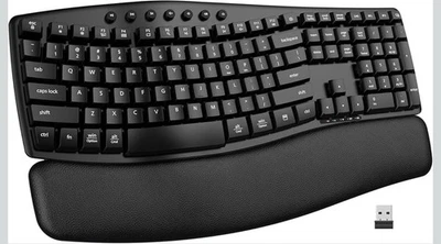 Wave Keys Bluetooth Keyboard - Black: Ergonomic Design, Wrist Rest - Image 1 of 4