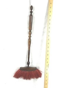 antique brush broom hearth fireplace handmade turned handle horsehair 19th 1800 - Picture 1 of 7