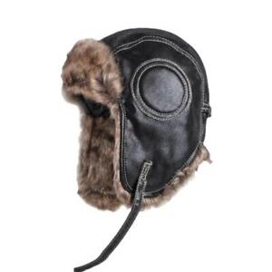 Russian Ushanka Cossack Hat Trapper Aviator Bomber Faux Leather Fur Winter
