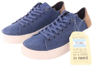 NEW TOMS 10010862 Lenox Navy Blue Canvas Low Top Sneaker Shoes Men's 7 - Picture 1 of 10