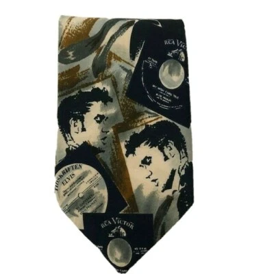 Corbata Elvis Presley Hecha a Mano Florence Blue Gráficos RCA Victor My Wish Came True Foto 1 de 4