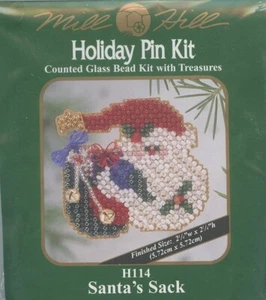 Mill Hill Holiday Pin Kit Santa's Sack Counted Glass Bead Kit w Treasures H114 - Picture 1 of 2