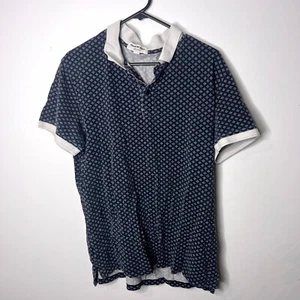 Country Road Polo Shirt Mens Large Short Sleeve Navy Geometric Print Regular Fit - Bild 1 von 12