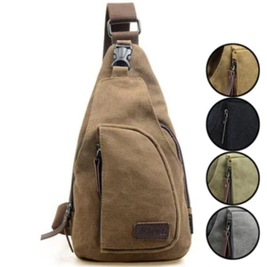 Men's Small Chest Sling Bag Travel Hiking CrossBody Messenger Shoulder - Picture 1 of 12