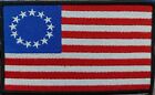 Betsy Ross Flag Patch W/ Hook Adhesive Fastener 5 X 3 Black Border White Stars 