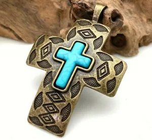 Southwestern Style Metallkreuz mit Faux Türkis (MC20) - Bild 1 von 11