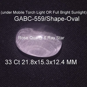 33 Carat Oval Shape Natural Transparent Rose Crystal Quartz 6 Ray Star Cabochon - Picture 1 of 24