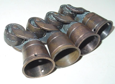 Vintage BRASS BRONZE caster wheels furniture roller cabinet chair Repair Parts Cover