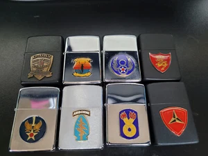 Lot of 8 Zippo American Military US Army Airborne D-Day USAF Navy Seals Relief - Picture 1 of 4