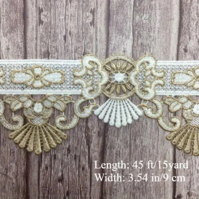 15 Yards Lace Trims Ribbon Embroidered Tape Edge for Sewing Curtains Cushions - Image 1 of 4