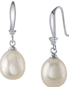 Runde Ohrhänger Süßwasserzuchtperlen für Damen 14K GP auf 925 - Bild 1 von 5
