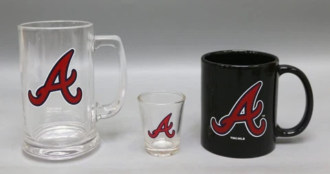 Atlanta Braves 3 Piece Drinkware Set [NEW] MLB Coffee Mug Shot Glass Pint Cover