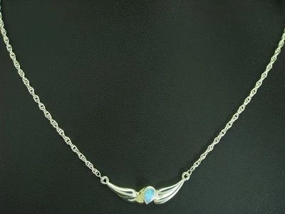 925 Argento Sterling Collier Con Opale Ricoperto / Vero Argento/4,5g/41,1 CM - Immagine 1 di 4