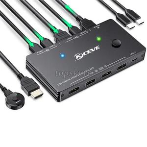 KVM201TCC 4K 60Hz KVM Switch 2 Port USB-C KVM Switch f/ Laptop PC Monitor - Afbeelding 1 van 8