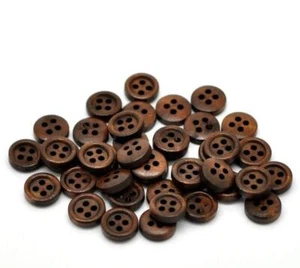 Dark brown wooden buttons - 11mm - 4 hole - wood button (b20326) - Picture 1 of 8
