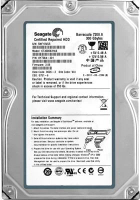 Seagate Barracuda 7200.8 ST3300831AS 300GB 7.2K 8MB SATA 3.5 Inch - Image 1 of 3