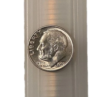 Moneda de diez centavos S Roosevelt 1955 BU sin circular como nueva 90 % plata 10 c Estados Unidos Foto 1 de 3