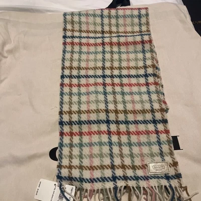 AMICALE Wool / Cashmere Plaid Fringed Edges Colorful Neck Scarf - Image 1 of 4