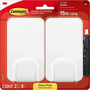 Command X-Large Utility Hooks, White, 2/Pack (17011-2ES) X-Large, White - Picture 1 of 9
