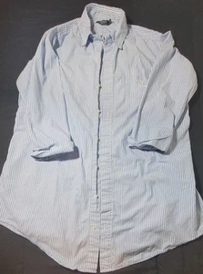 Ralph Lauren Womens Shirt 3/4 Sleeve Button UpLight Blue / White Stripe Large - Picture 1 of 10