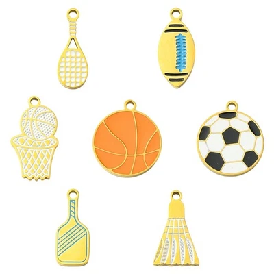 Спортивные подвески из нержавеющей стали эмаль баскетбольные футбольные подвески для ювелирных изделий 7 шт. - Изображение 1 из 4