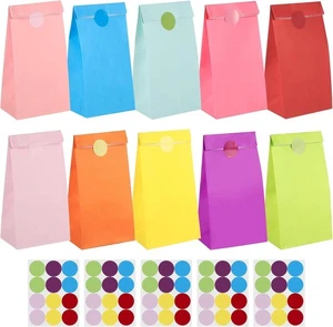 50x Bunte Papier Geschenktüten – 18x9x5,5 cm Kraft Beutel für Party - Bild 1 von 7