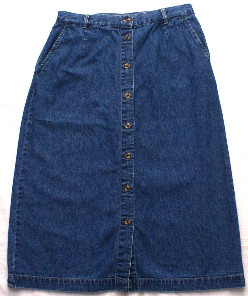 Cabin Creek джинсовой ткани эластичный пояс длинный синий юбка, кнопка спереди, женщин 14P - Изображение 1 из 3