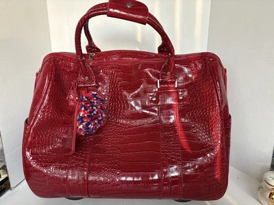 Cabrelli and Co Rollerbrief Faux Croc Red Rolling Briefcase Carry On-very nice - Image 1 of 4