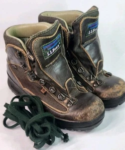 L.L.Bean Mens Cresta GoreTex Vibram Hiking Boots Brown Leather Mens Size 3.5 - Picture 1 of 5