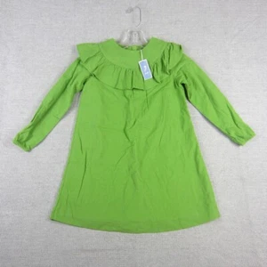 Jacadi Dress Girls 8A Lime Green Ruffle Long Sleeve Cotton Paris FRANCE New! - Picture 1 of 13