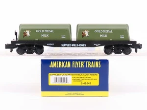S American Flyer 6-48543 Supplee-Willis-Jones Flat Car #48543 w/ Milk Containers - Imagen 1 de 10