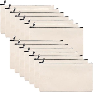 8×4.7 Inch Blank DIY Craft Bag Canvas Pencil Case Blank Makeup Bags- Canvas Penc - Picture 1 of 7