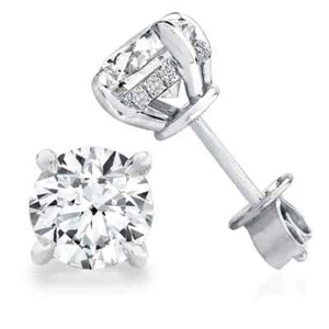 2ct Earrings White Gold Gift Box Lab-Created VVS1/D/Excellent Diamond Test Pass - Picture 1 of 5